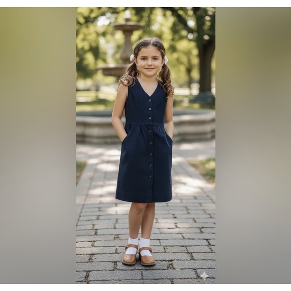 Vintage Original Lanz Salzburg Navy Wool Girl's Dress 12 - Picture 1 of 5